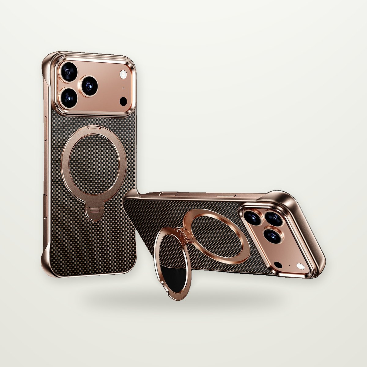 Aluminum Frameless Magnetic Stand Case for iPhone 14–17