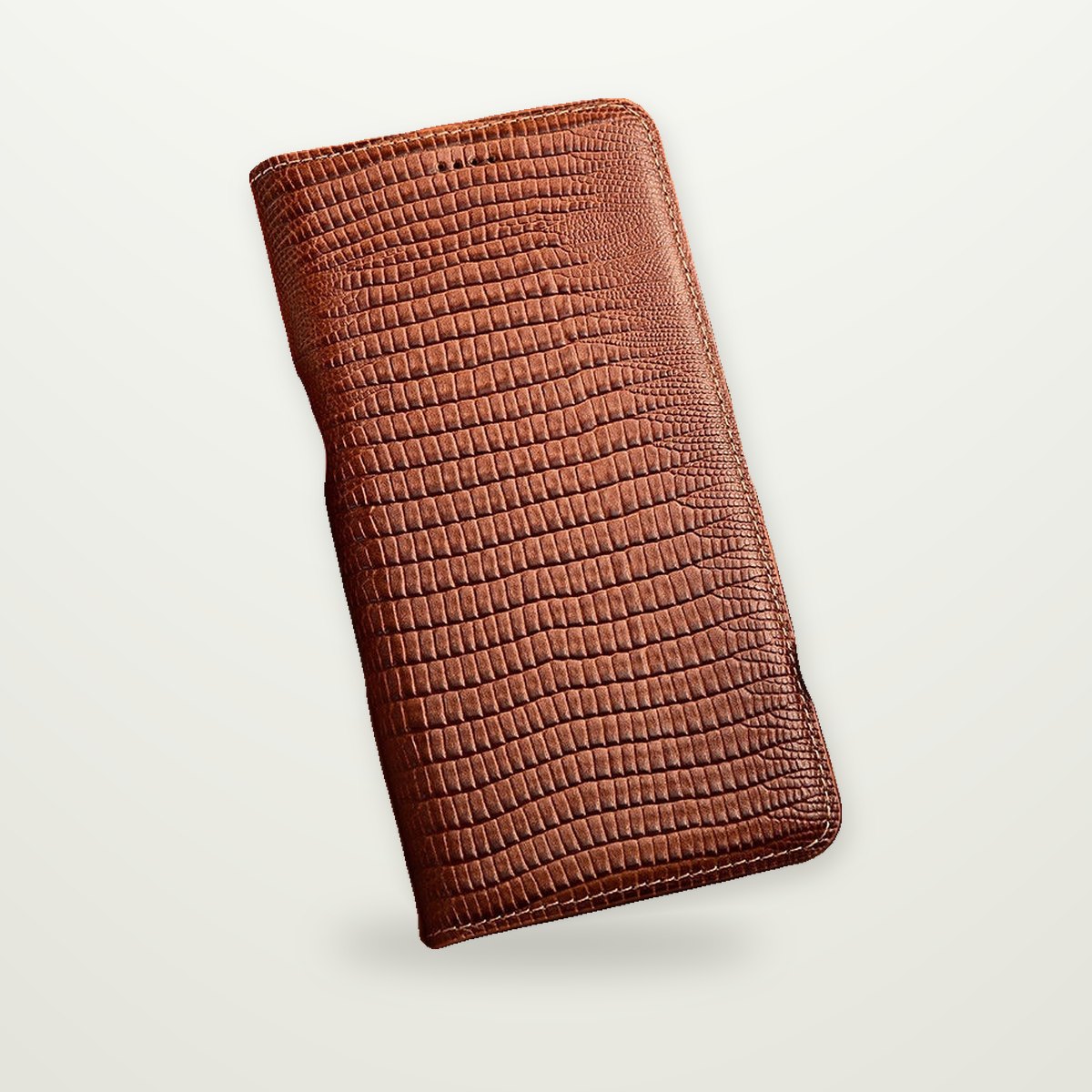 Lizard-Grain Leather Flip Case for iPhone 15–17