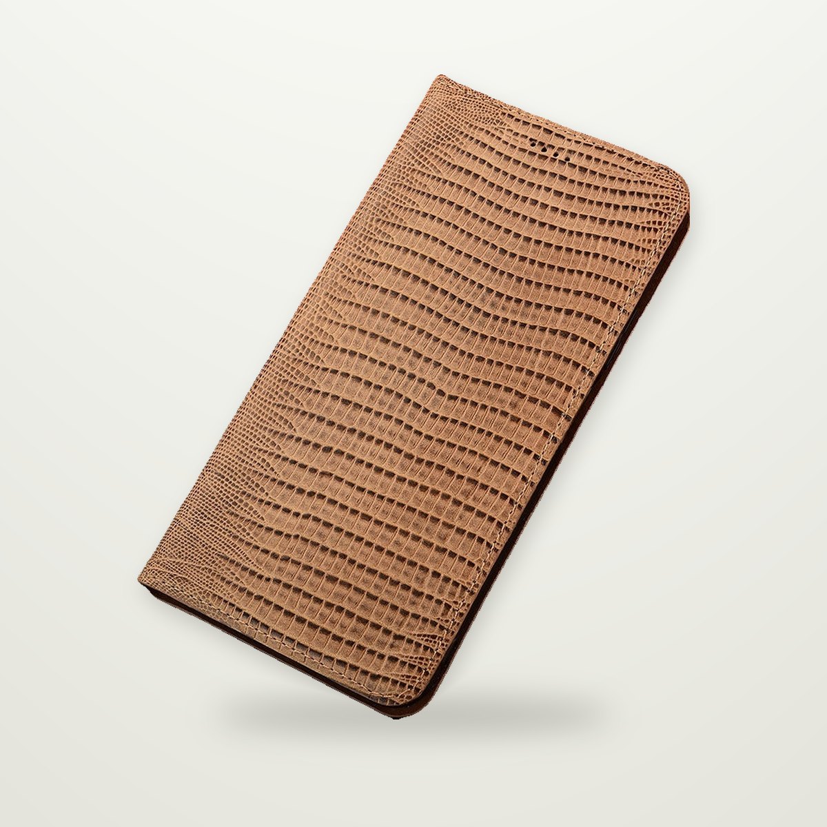 Lizard-Grain Leather Flip Case for iPhone 15–17