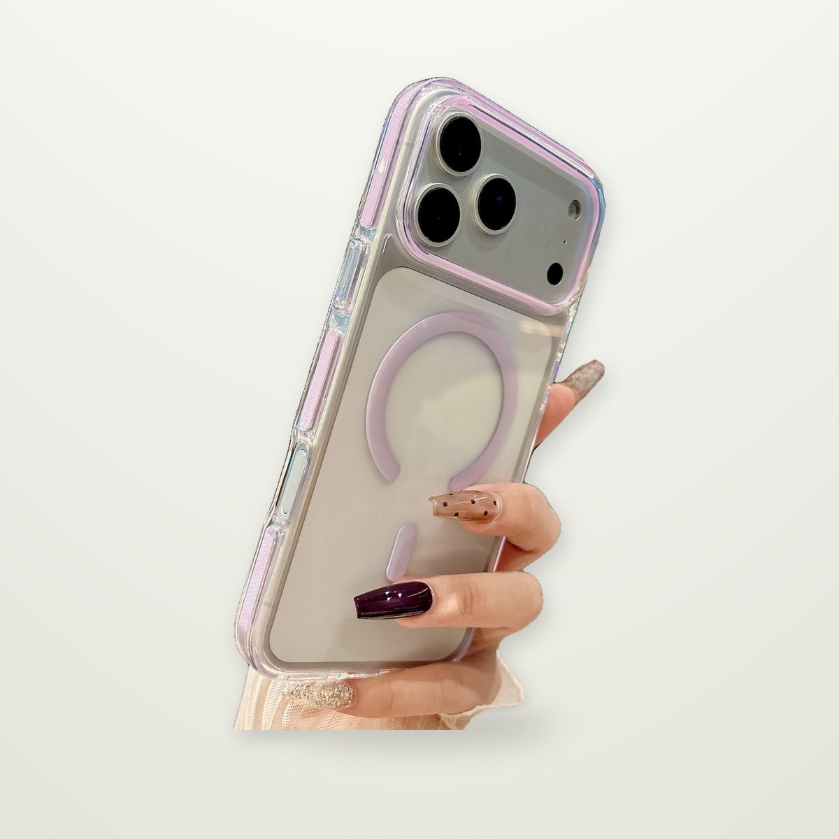 Ice-Crystal Clear Dual-Tone Magnetic Case for iPhone 15–17