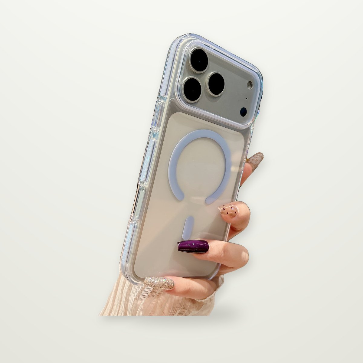 Ice-Crystal Clear Dual-Tone Magnetic Case for iPhone 15–17
