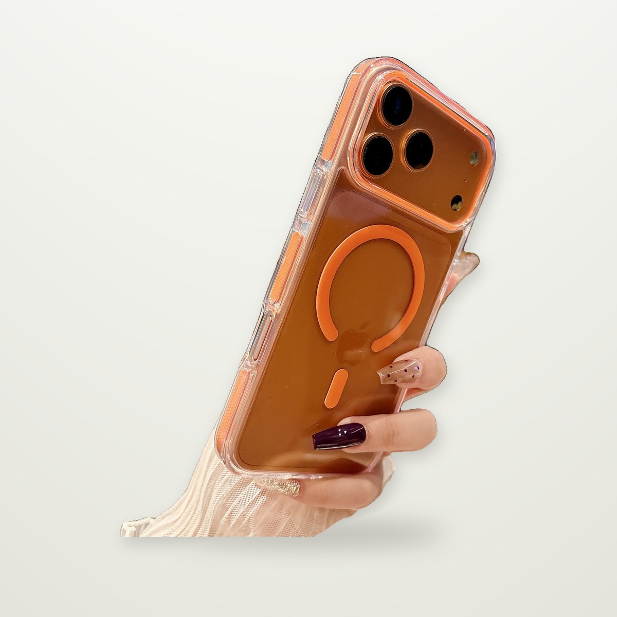 Ice-Crystal Clear Dual-Tone Magnetic Case for iPhone 15–17