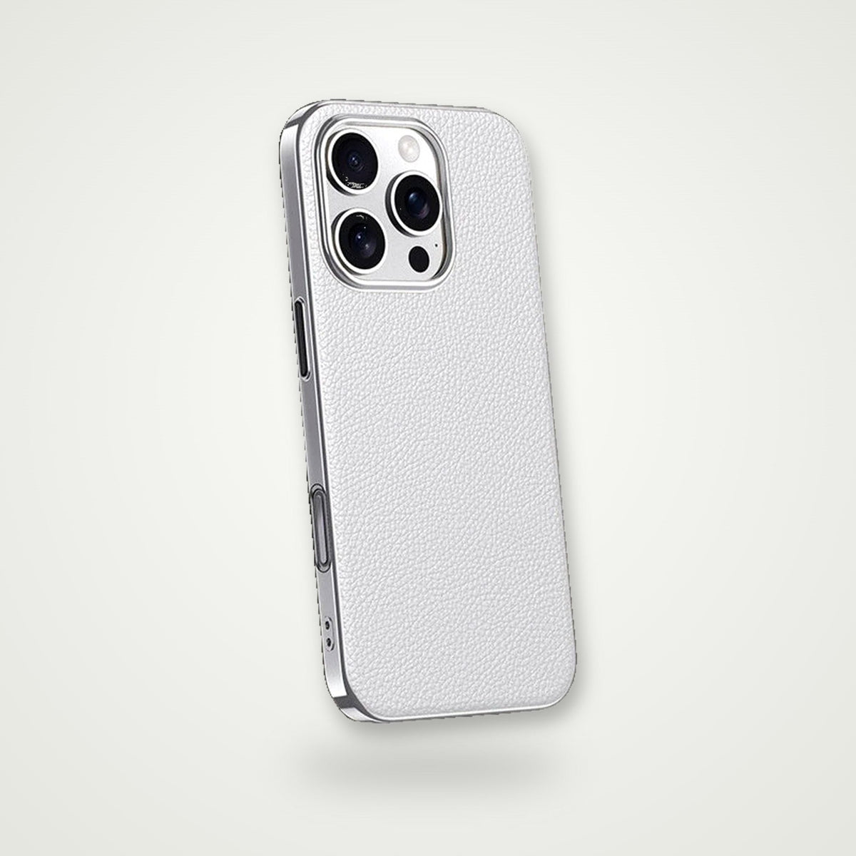 Metal Lens-Frame Leather Case for iPhone 13–17