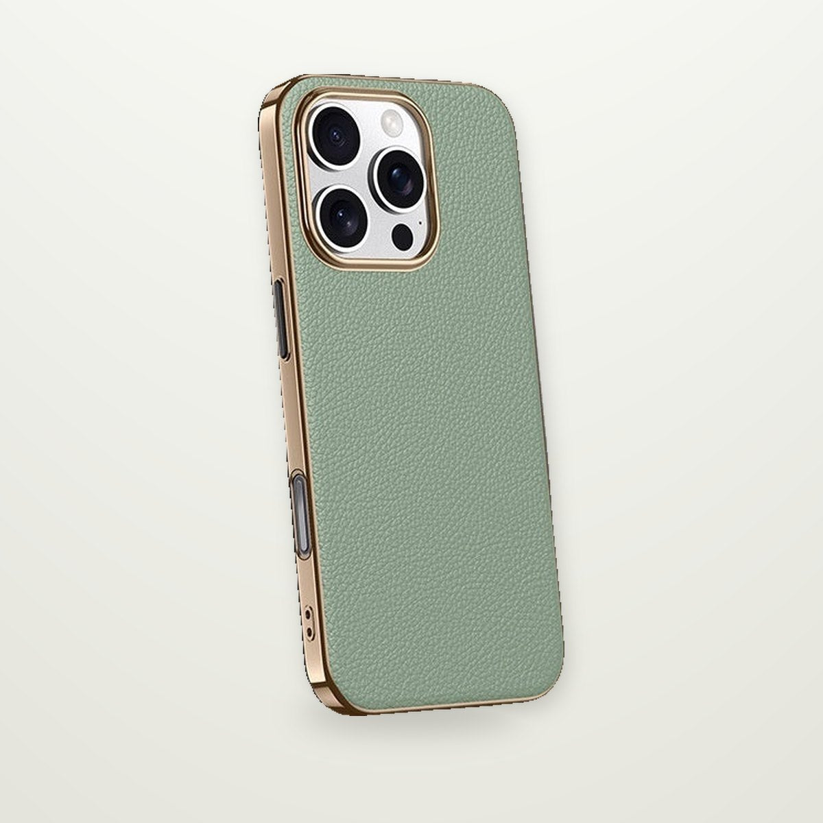 Metal Lens-Frame Leather Case for iPhone 13–17