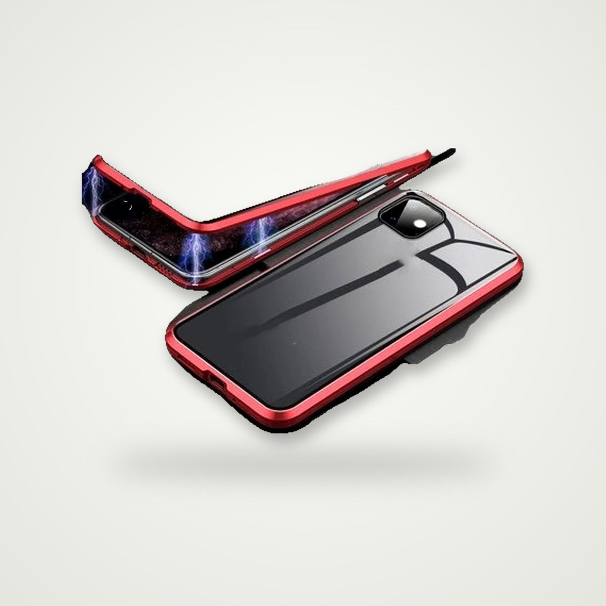 360° privacy glass magnetic case for iPhone 13–16, red