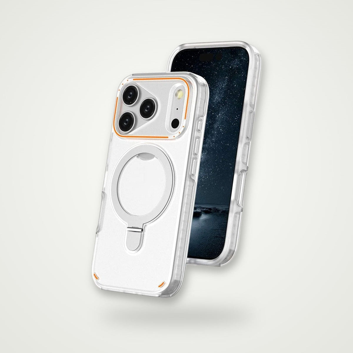 360° rotating ring stand matte case for iPhone 17 & Air, transparent