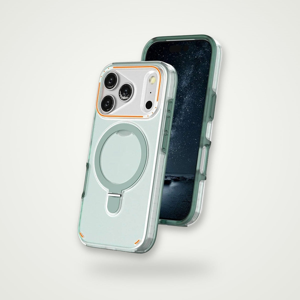 360° rotating ring stand matte case for iPhone 17 & Air, mint green