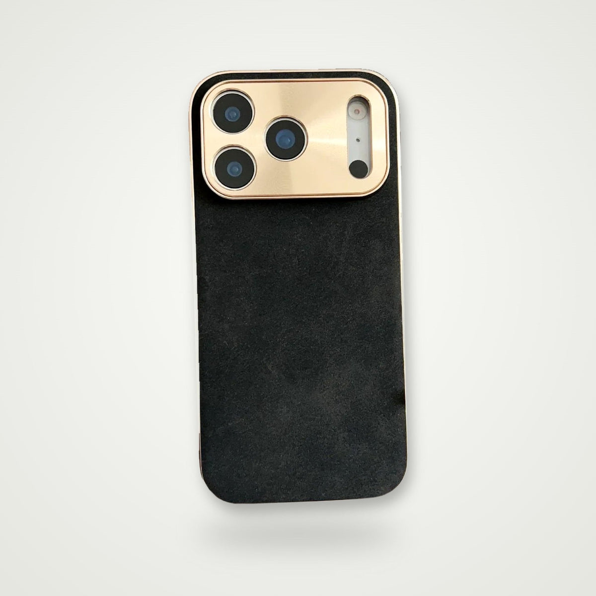 Electroplated metal-lens case for iPhone 13–17 & Air, classic black