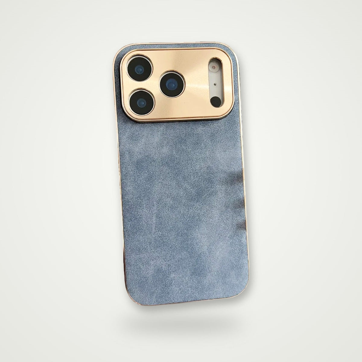 Electroplated metal-lens case for iPhone 13–17 & Air, coral blue