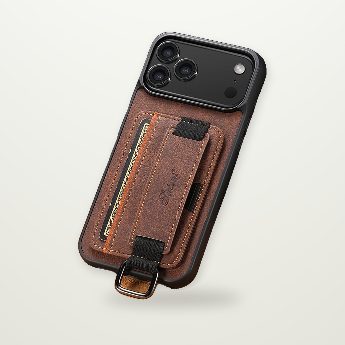Leather Card Case with Wrist Strap for iPhone 13–17 & Air