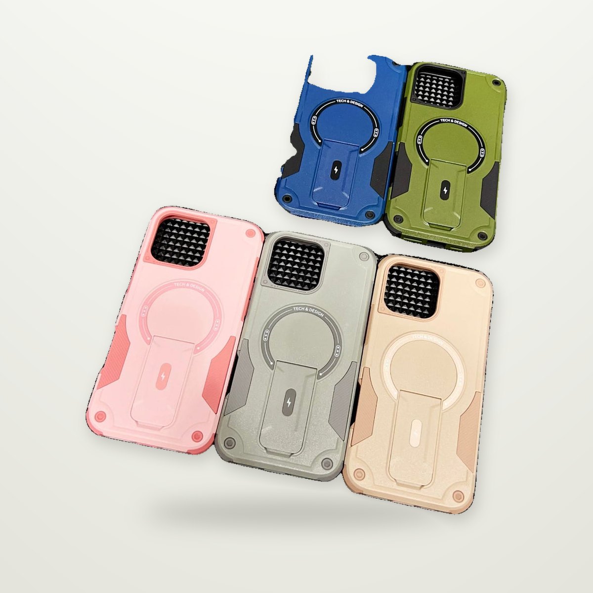 Drop-Resistant Kickstand Case for iPhone 13–17 & Air
