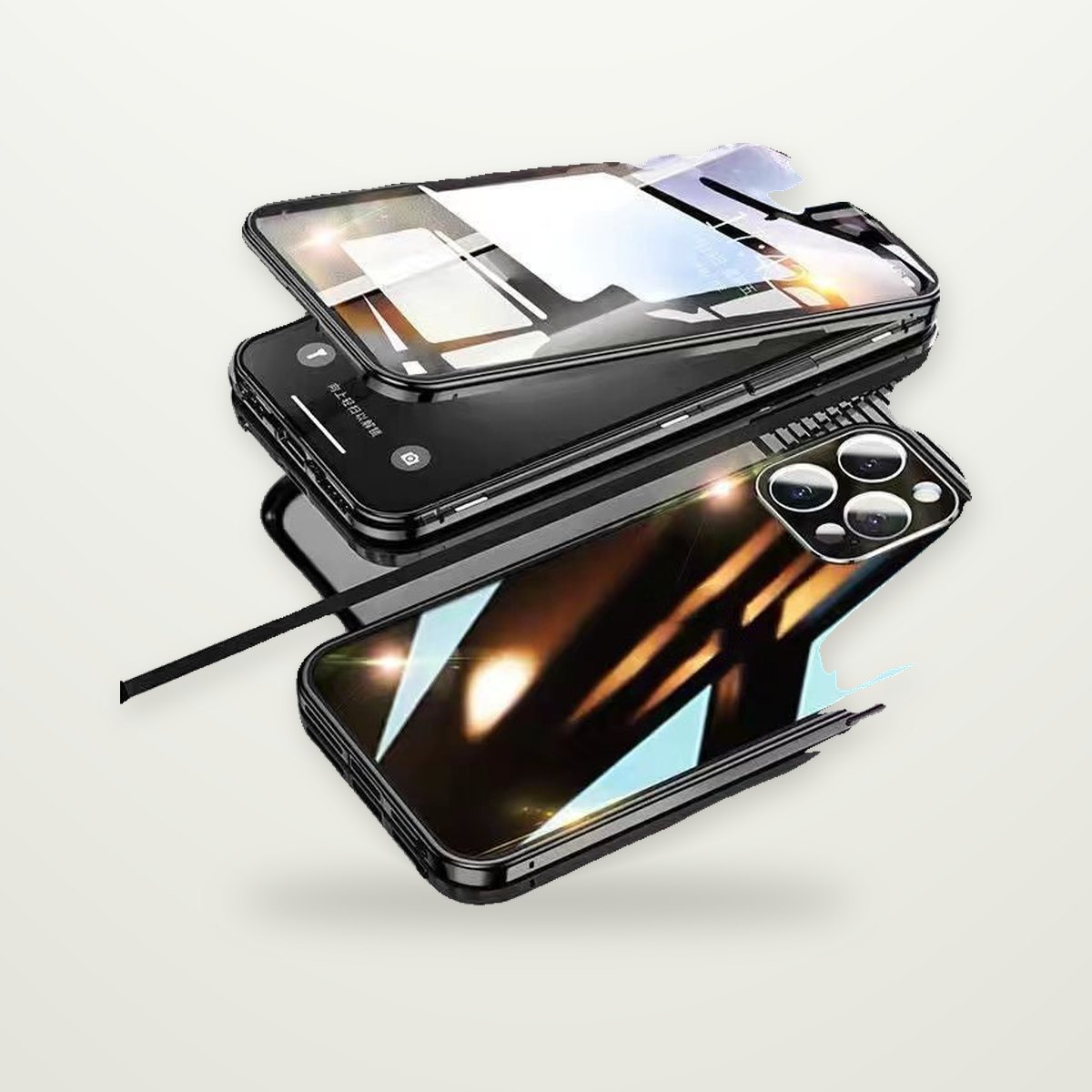 Double-Sided Glass Magnetic Case for iPhone 13–17
