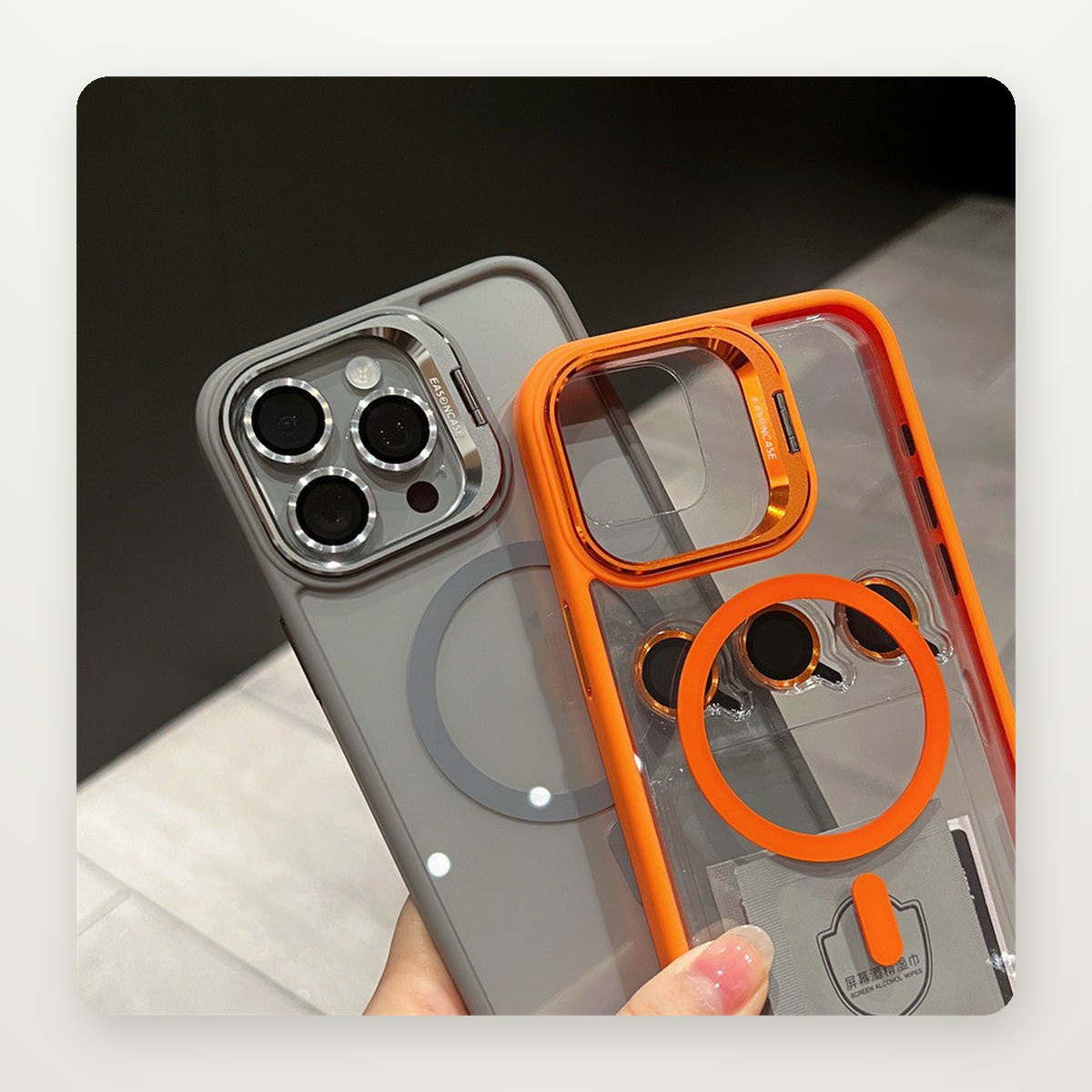 Lens Ring Stand MagSafe Case for iPhone 13–15