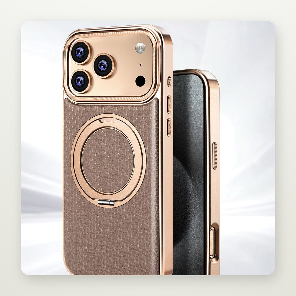 360° Rotating Leather Stand Case for iPhone 13–17 & Air