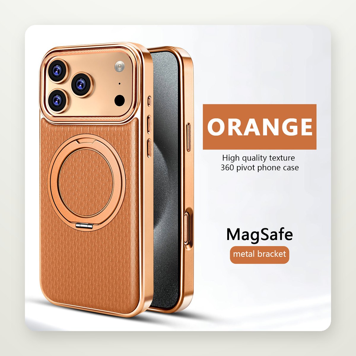 360° Rotating Leather Stand Case for iPhone 13–17 & Air