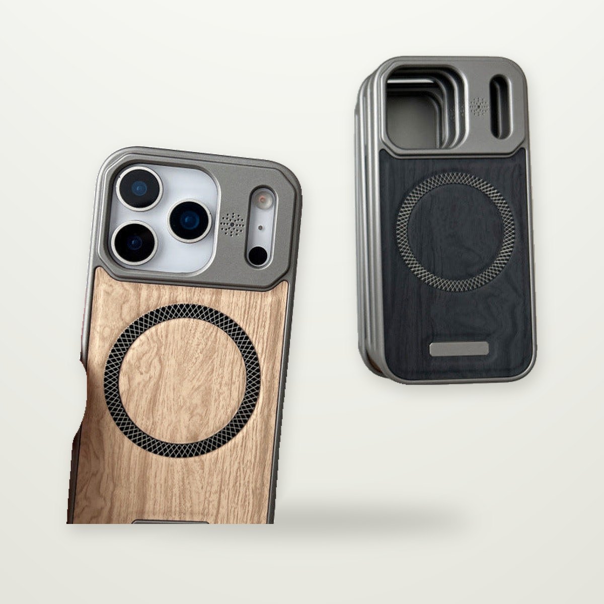 Poplar Wood Frameless Case for iPhone 14–17 & Air