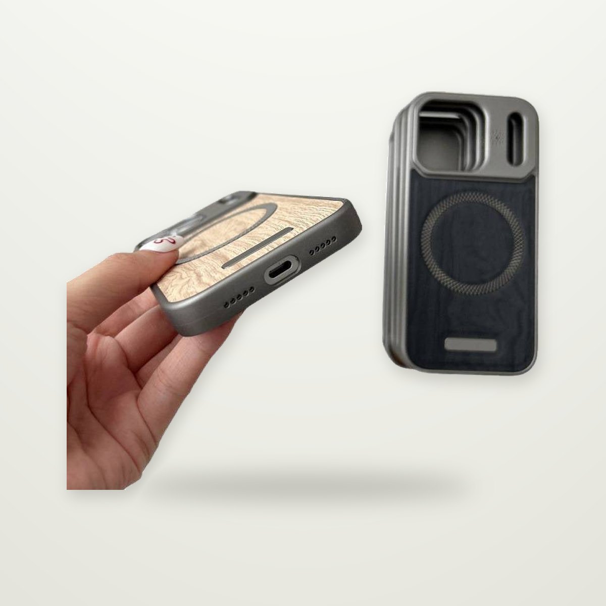 Poplar Wood Frameless Case for iPhone 14–17 & Air