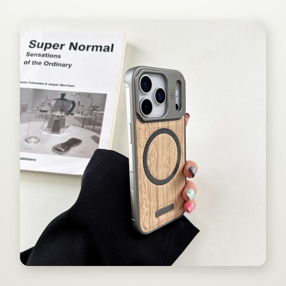 Poplar Wood Frameless Case for iPhone 14–17 & Air