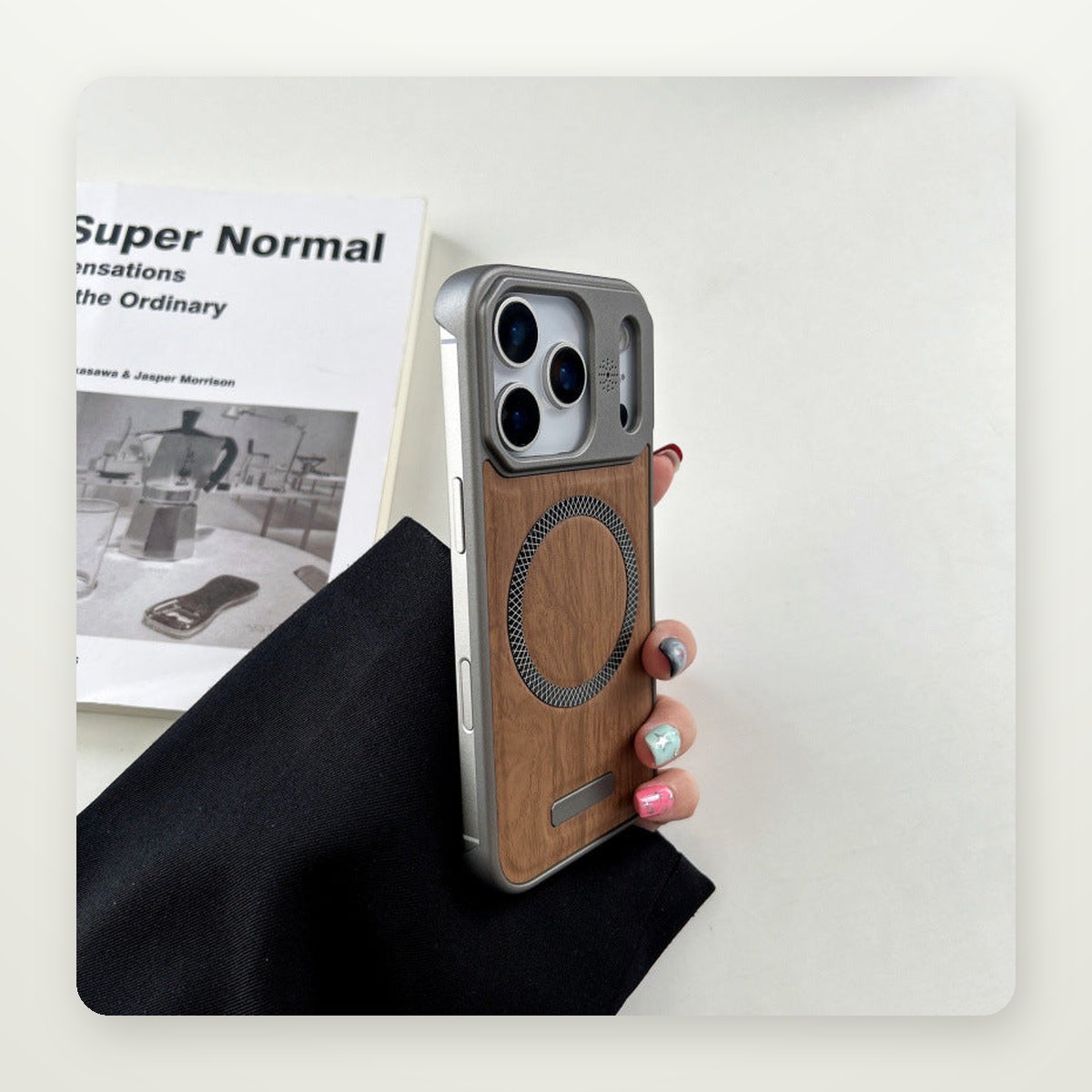 Poplar Wood Frameless Case for iPhone 14–17 & Air
