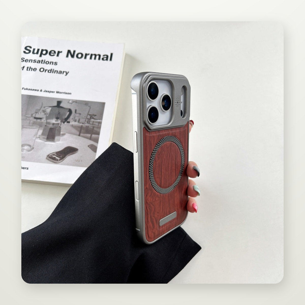 Poplar Wood Frameless Case for iPhone 14–17 & Air