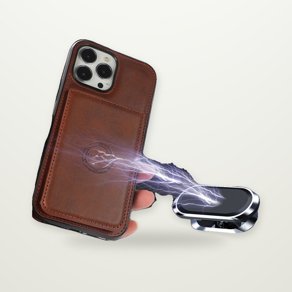 Magnetic Leather Wallet Case for iPhone 13–15