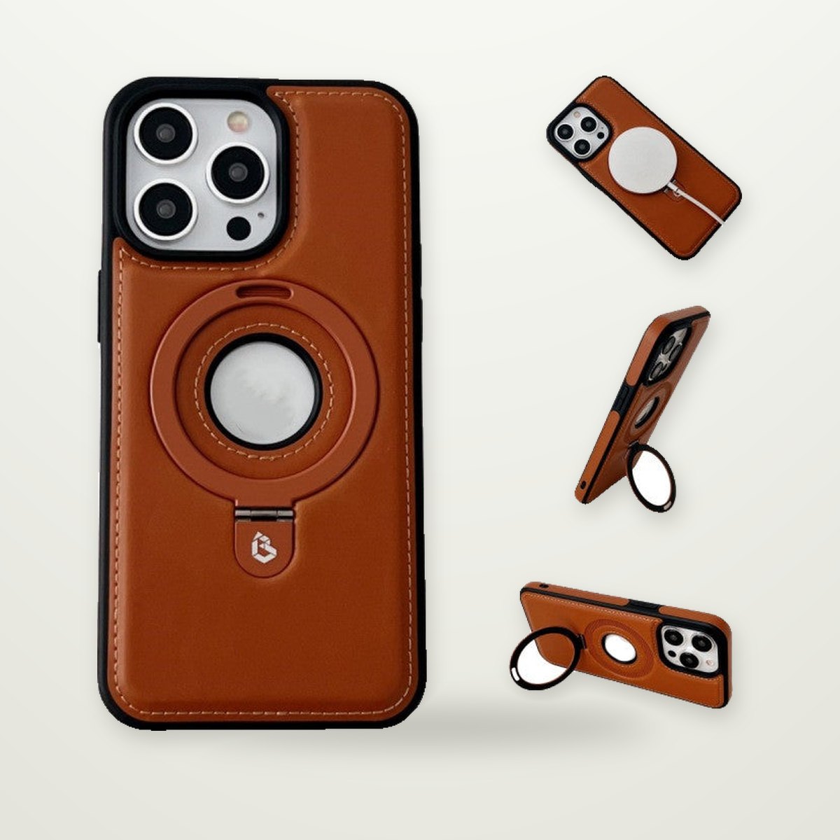 Leather Stand MagSafe Case for iPhone 13–16