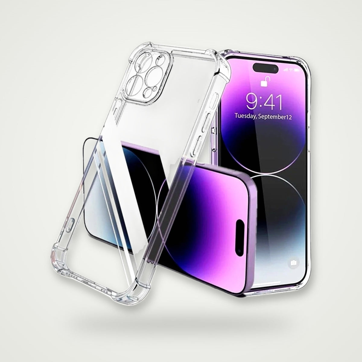 Airbag clear bumper case for iPhone 13–16, transparent