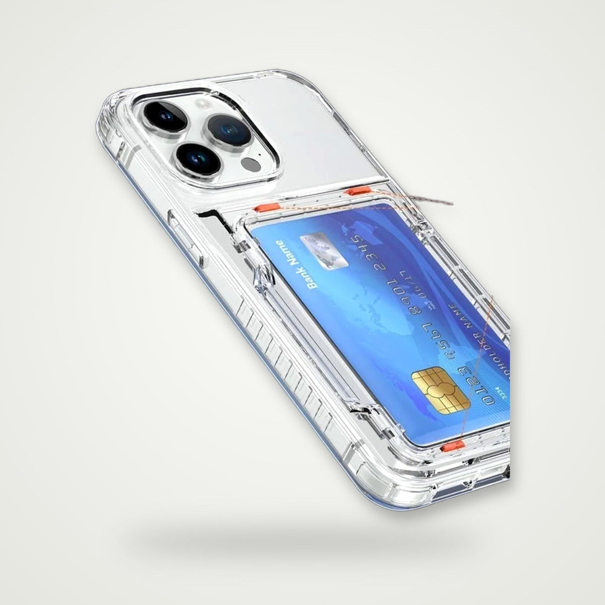 Clear flip card case for iPhone 13–15