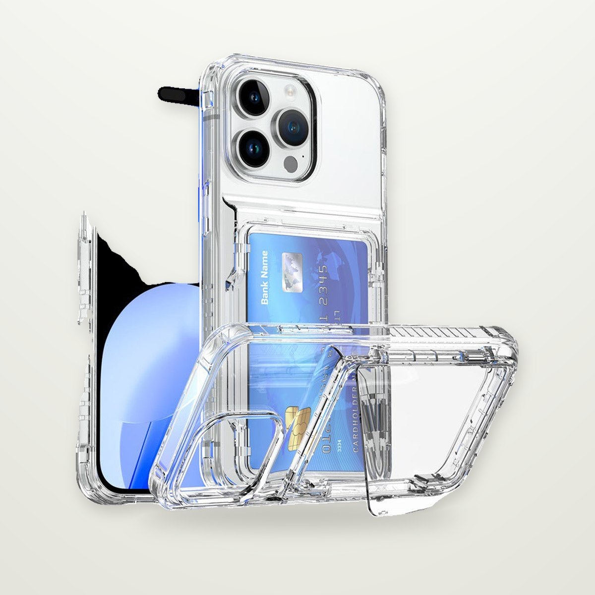 Clear Flip Card Case for iPhone 13–15