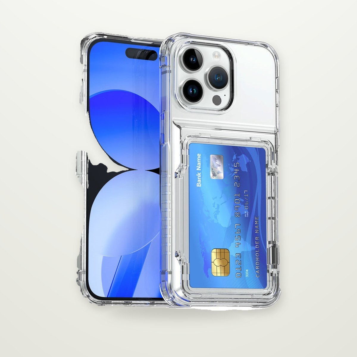 Clear Flip Card Case for iPhone 13–15