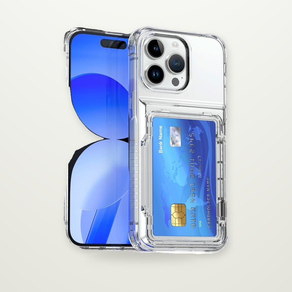 Clear Flip Card Case for iPhone 13–15