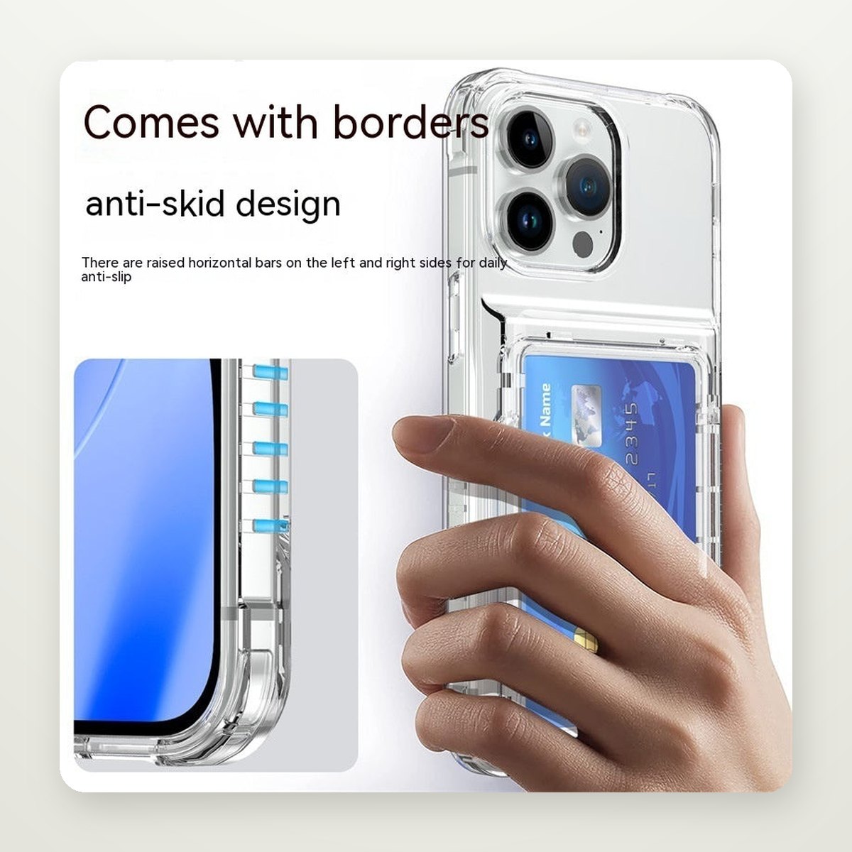 Clear Flip Card Case for iPhone 13–15