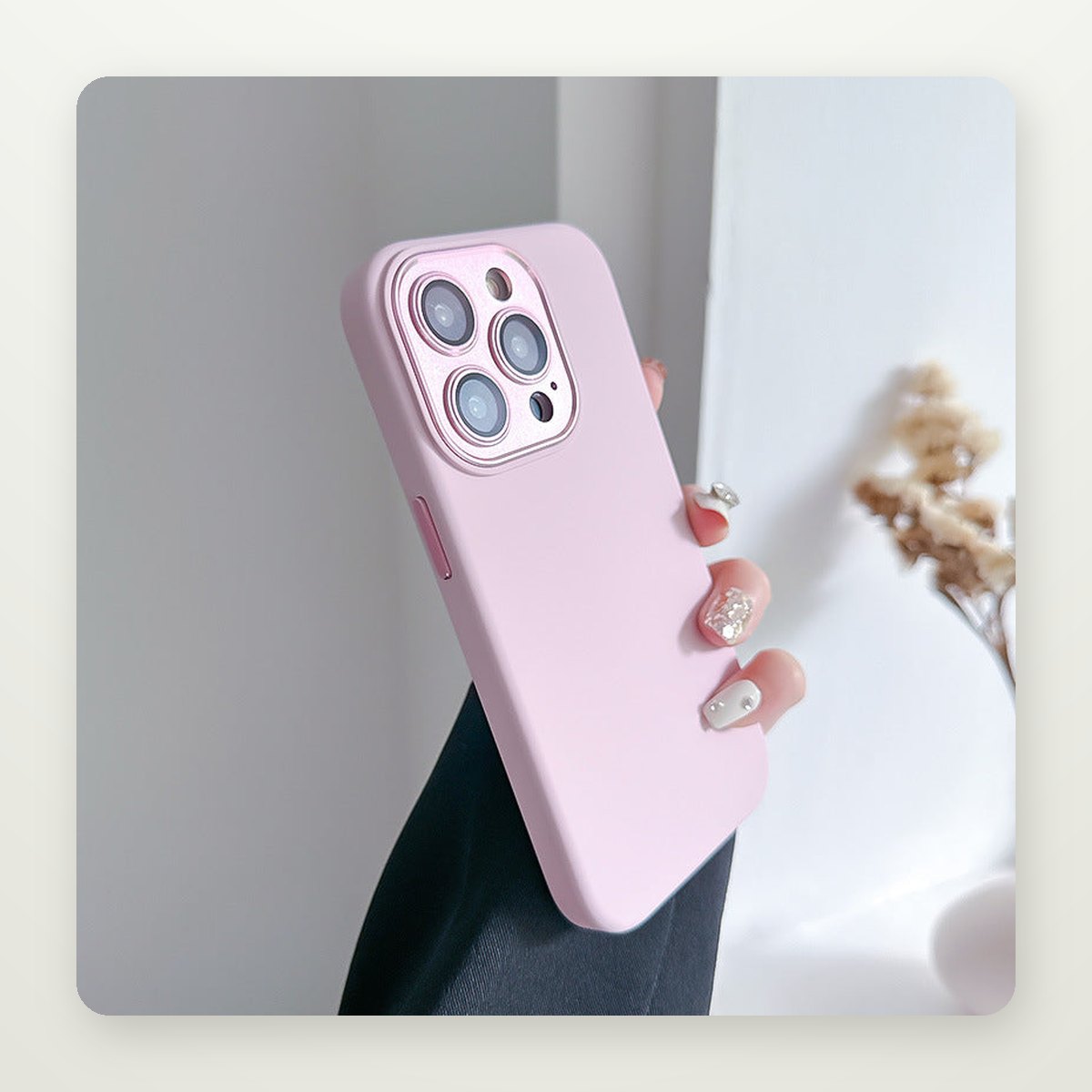 Liquid Silicone Case with Metal Lens Guard for iPhone 13–15