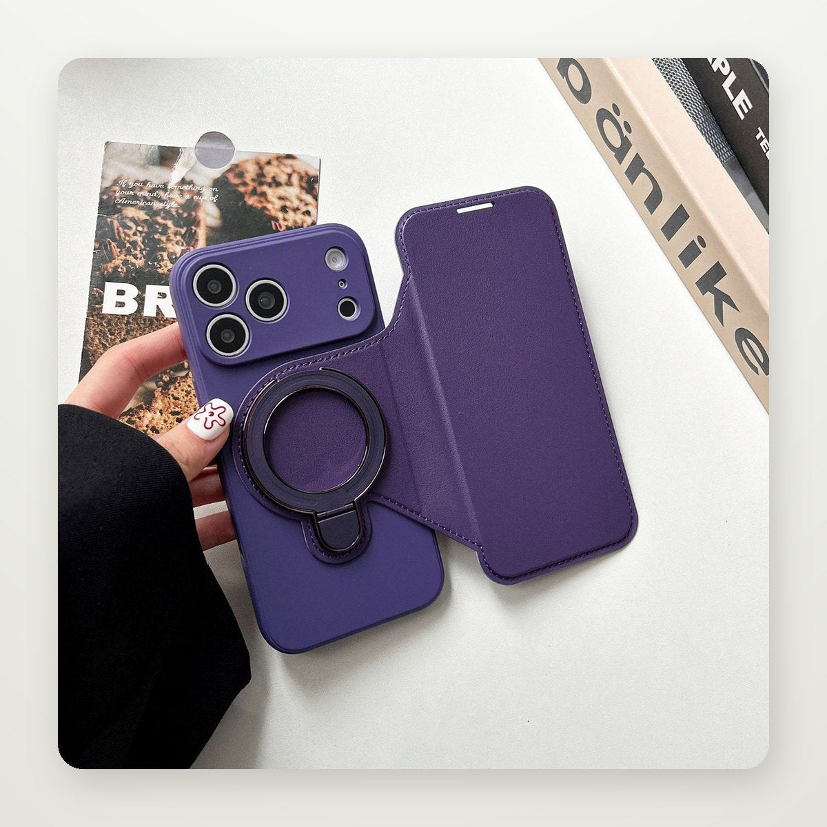 Flip Card Stand MagSafe Case for iPhone 13–17
