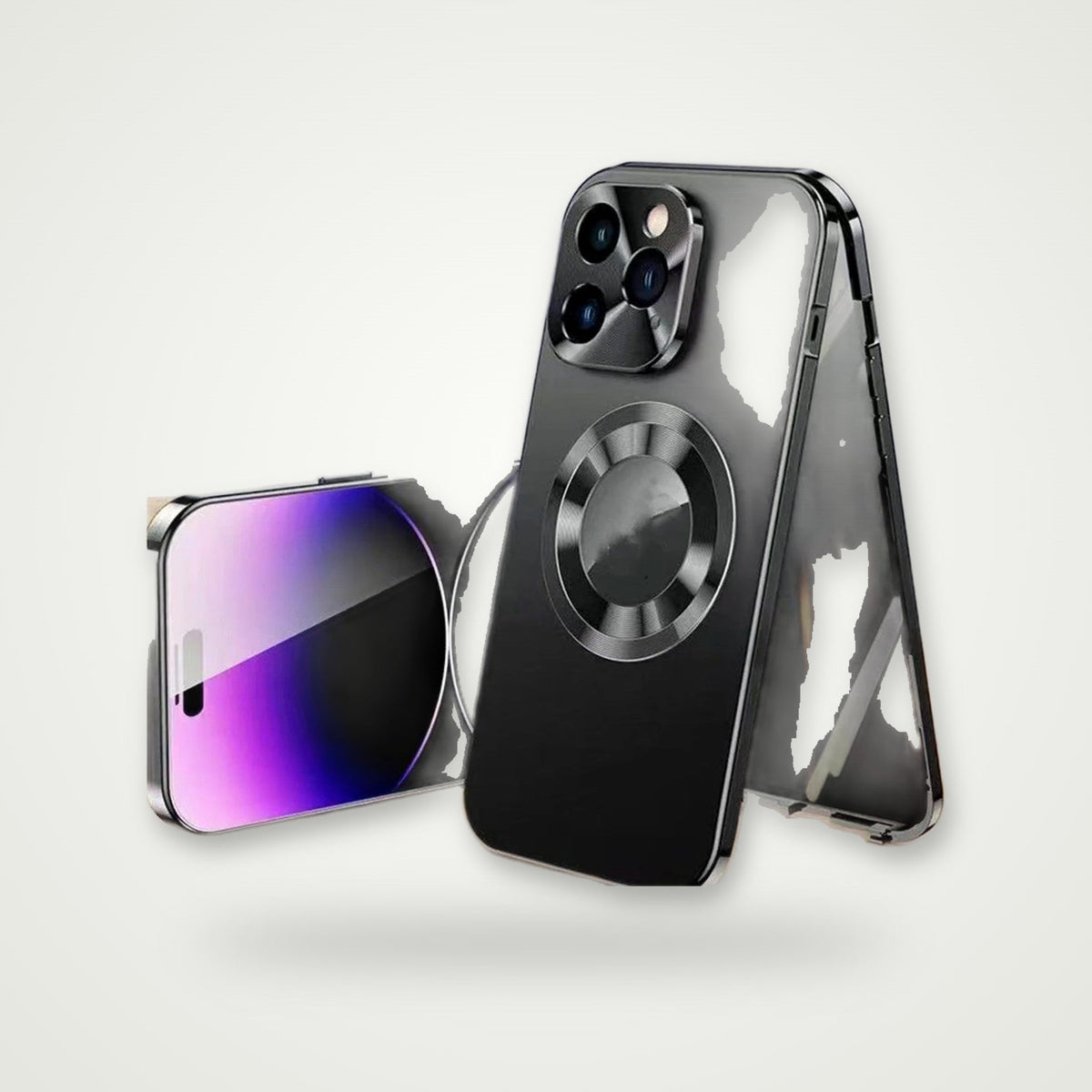 Privacy Metal Clip Magnetic Case for iPhone 13–15