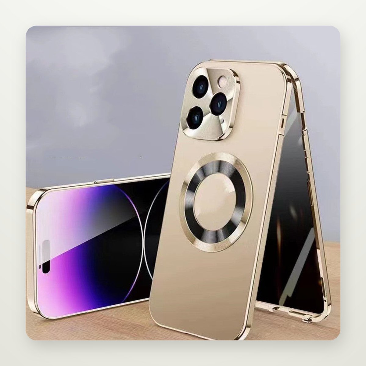 Privacy Metal Clip Magnetic Case for iPhone 13–15