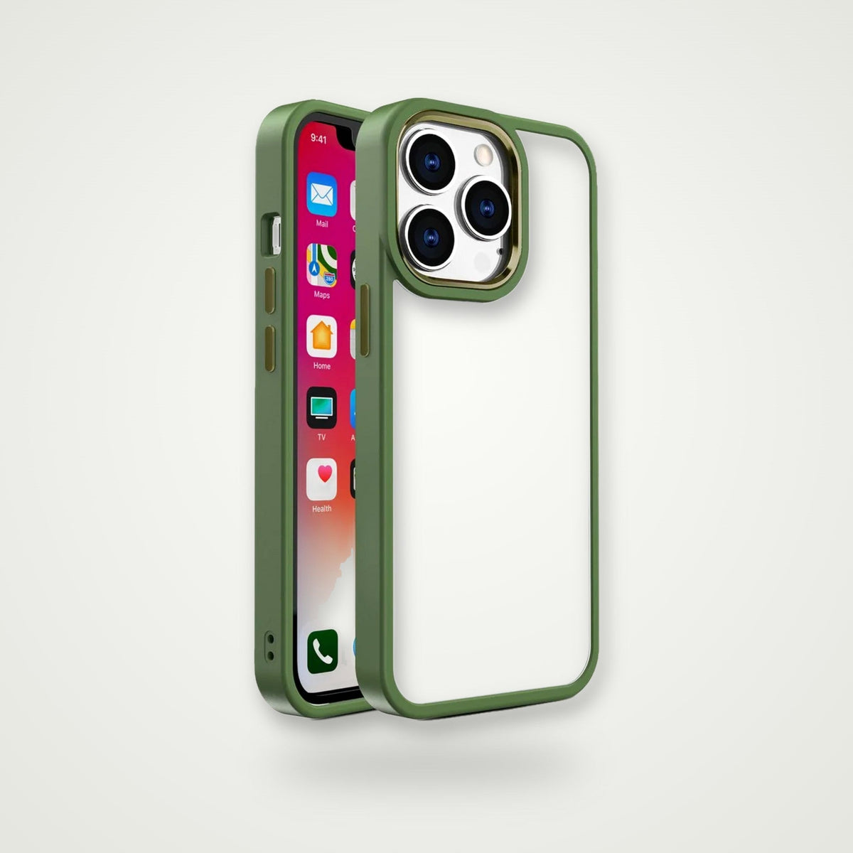 Clear magnetic case for iPhone 15, green