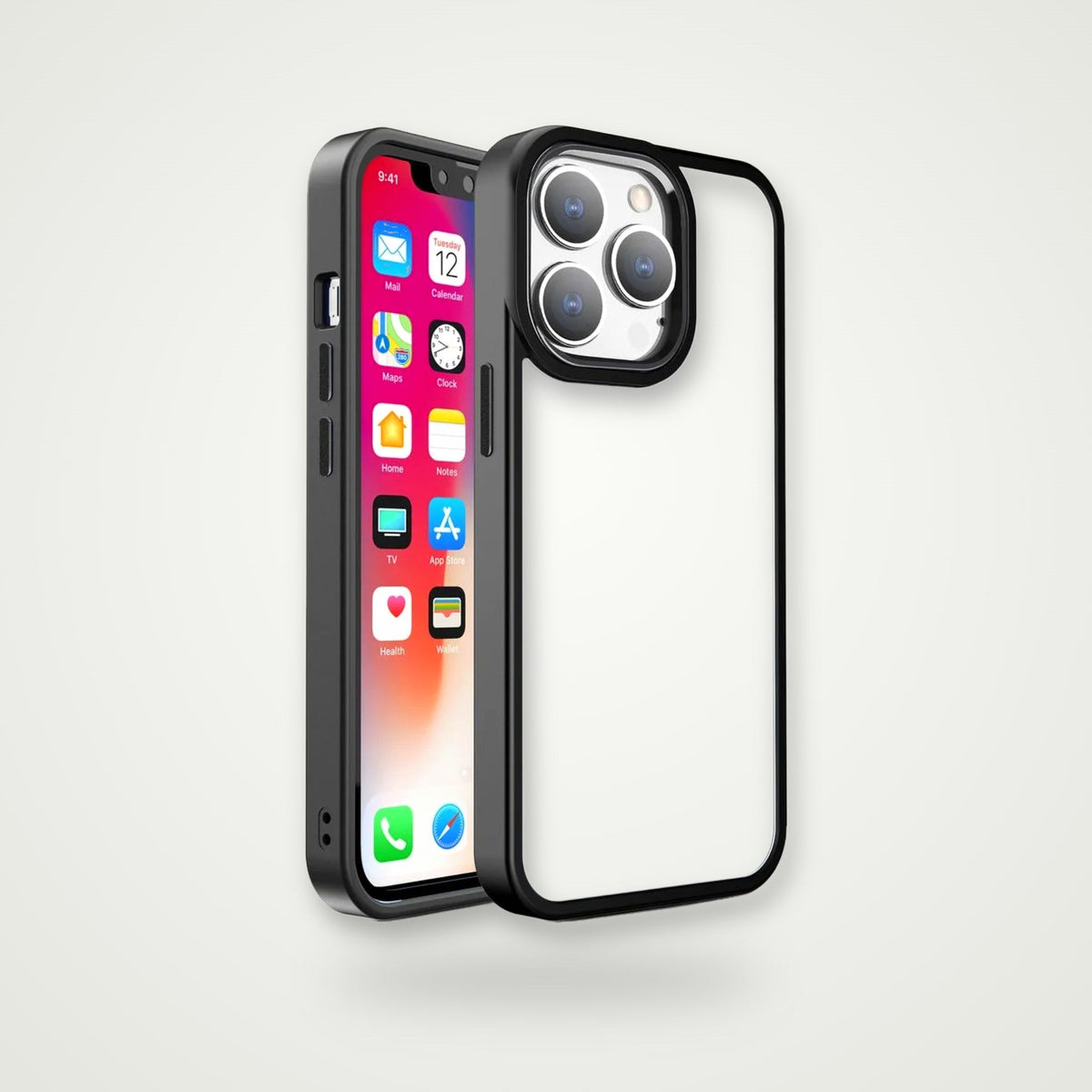 Clear magnetic case for iPhone 15, black