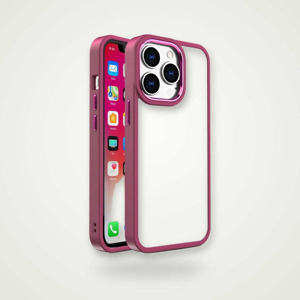 Clear magnetic case for iPhone 15, red