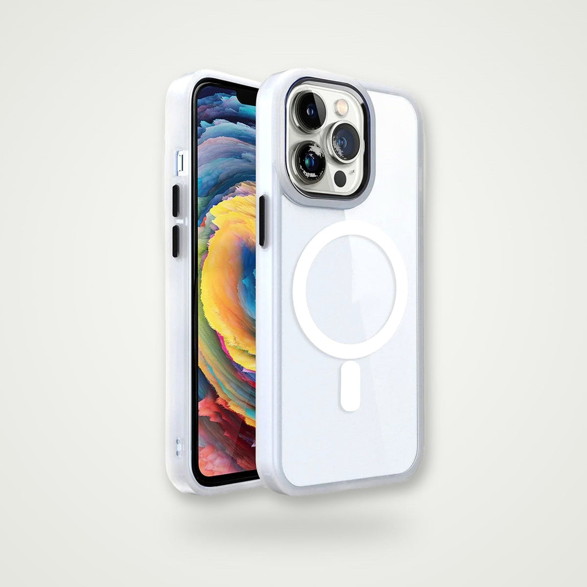 Clear magnetic case for iPhone 15, white