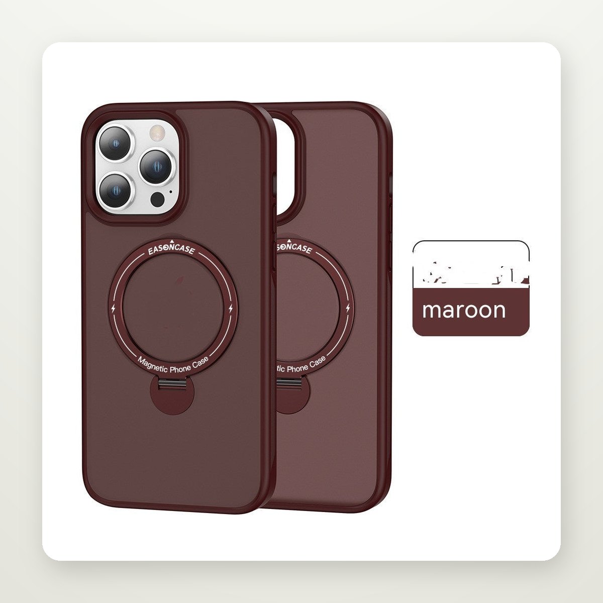 360° Rotary Stand Matte Case for iPhone 13–15