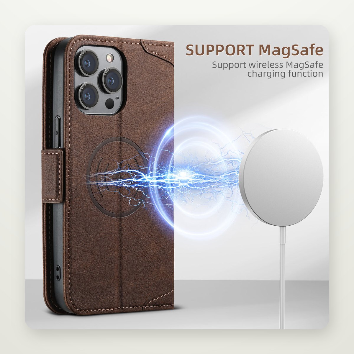Flip Card Leather Case for iPhone 13–16
