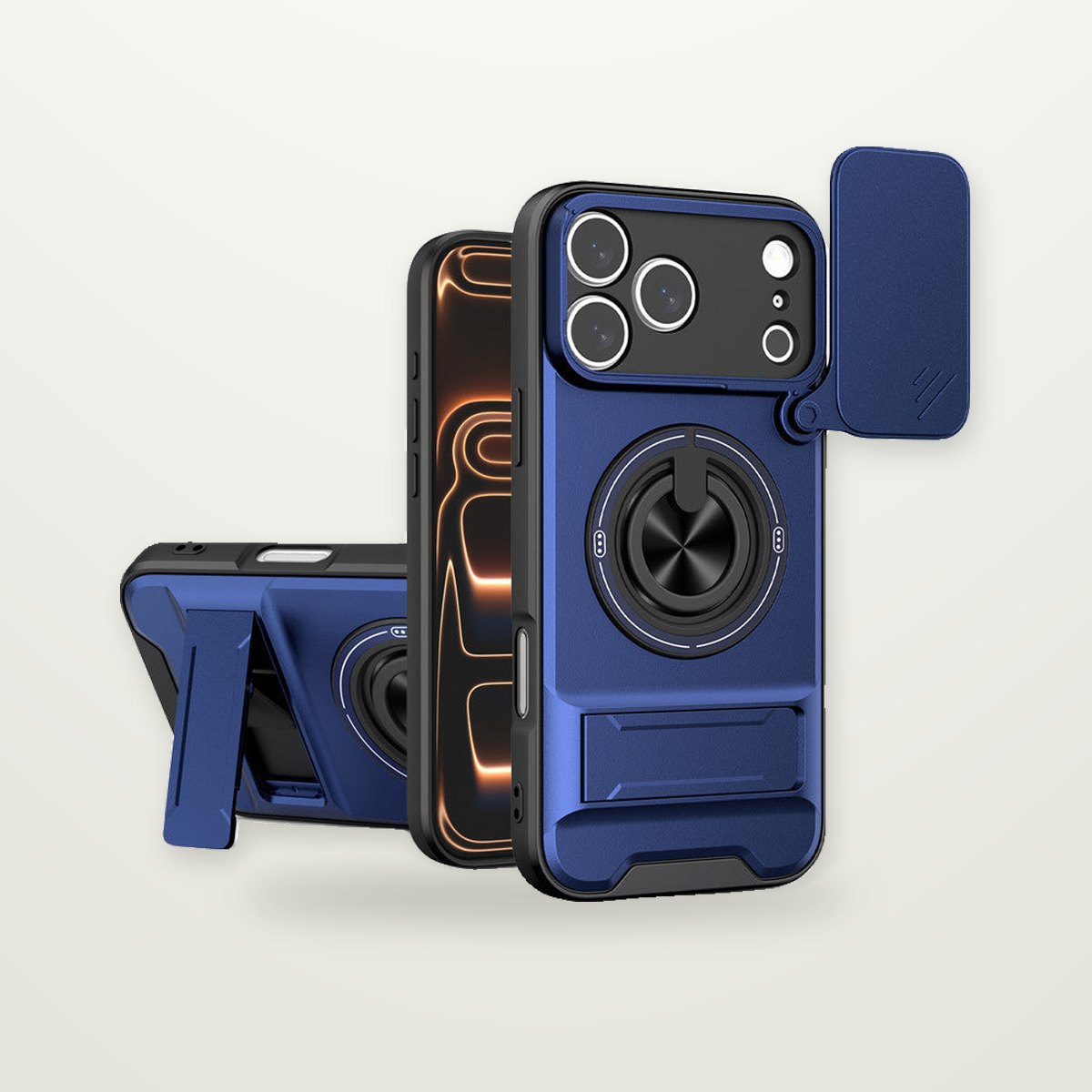 Sliding Camera Cover Ring Case for iPhone 13–17 & Air