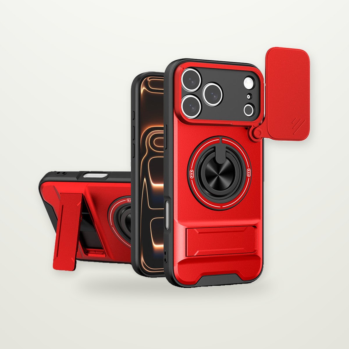 Sliding Camera Cover Ring Case for iPhone 13–17 & Air