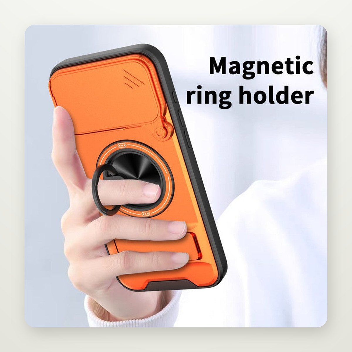 Sliding Camera Cover Ring Case for iPhone 13–17 & Air