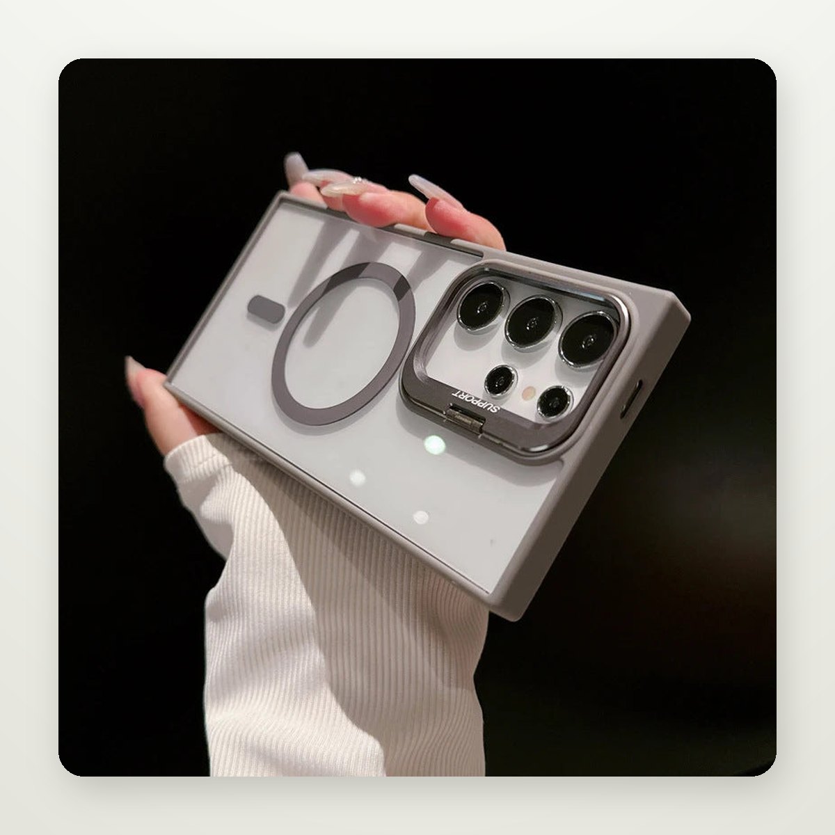Metal Lens Stand Magnetic Case for Galaxy S24