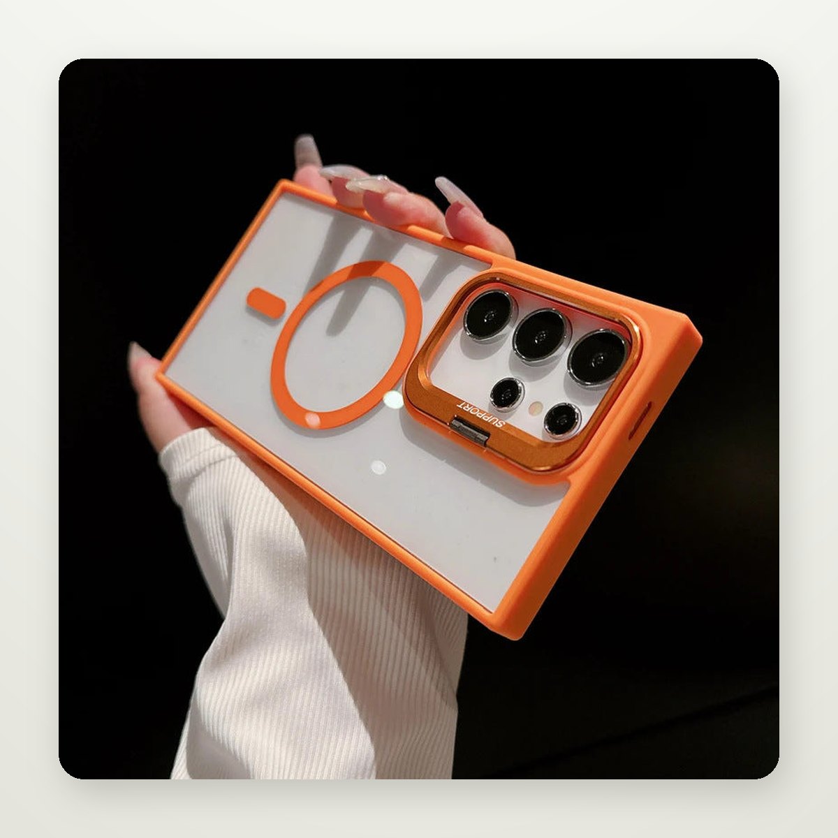 Metal Lens Stand Magnetic Case for Galaxy S24