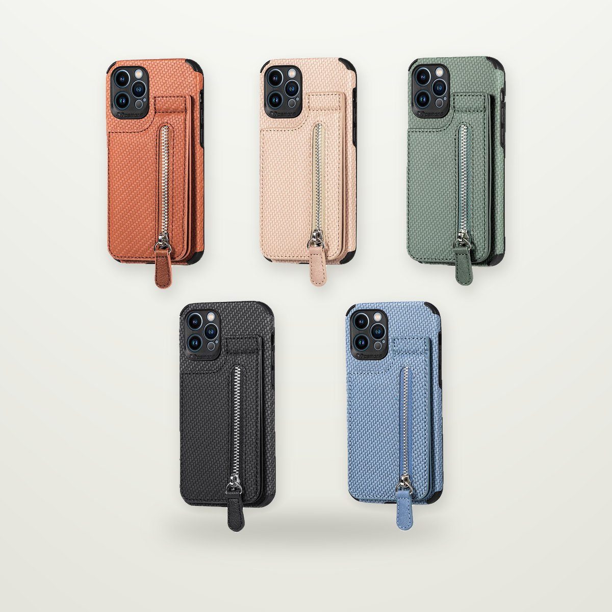 Zipper Wallet Stand Case for iPhone 13–15
