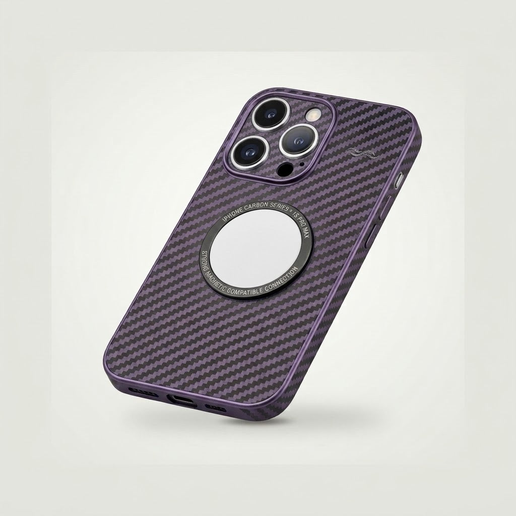 Carbon fiber texture MagSafe phone case, purple