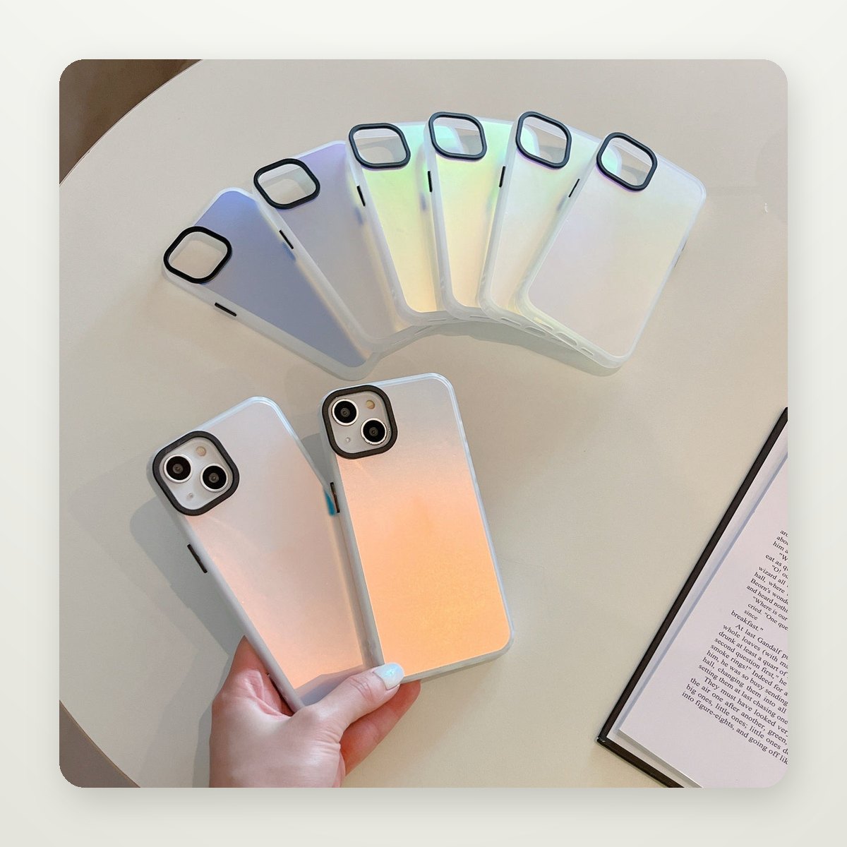 Iridescent Frosted Case for iPhone 13–15